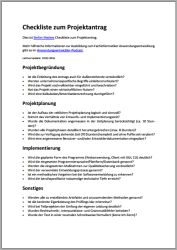 Checkliste für den Projektantrag Checkliste für den Projektantrag